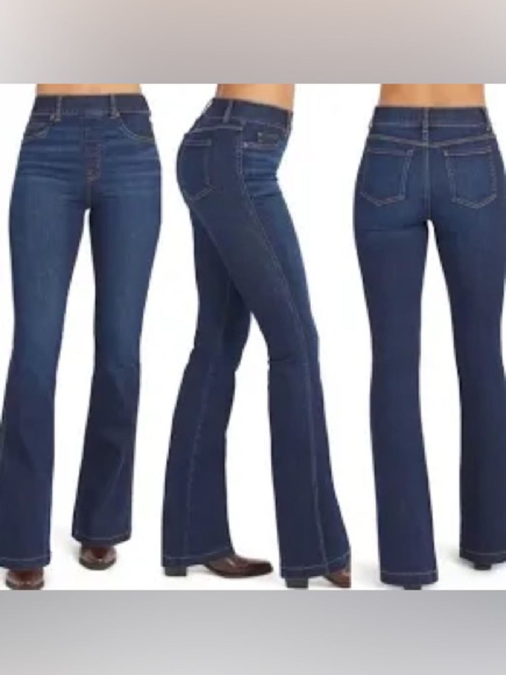 SPANX Women’s Dark Blue Pull-On Flare Jeans, Large. Like New